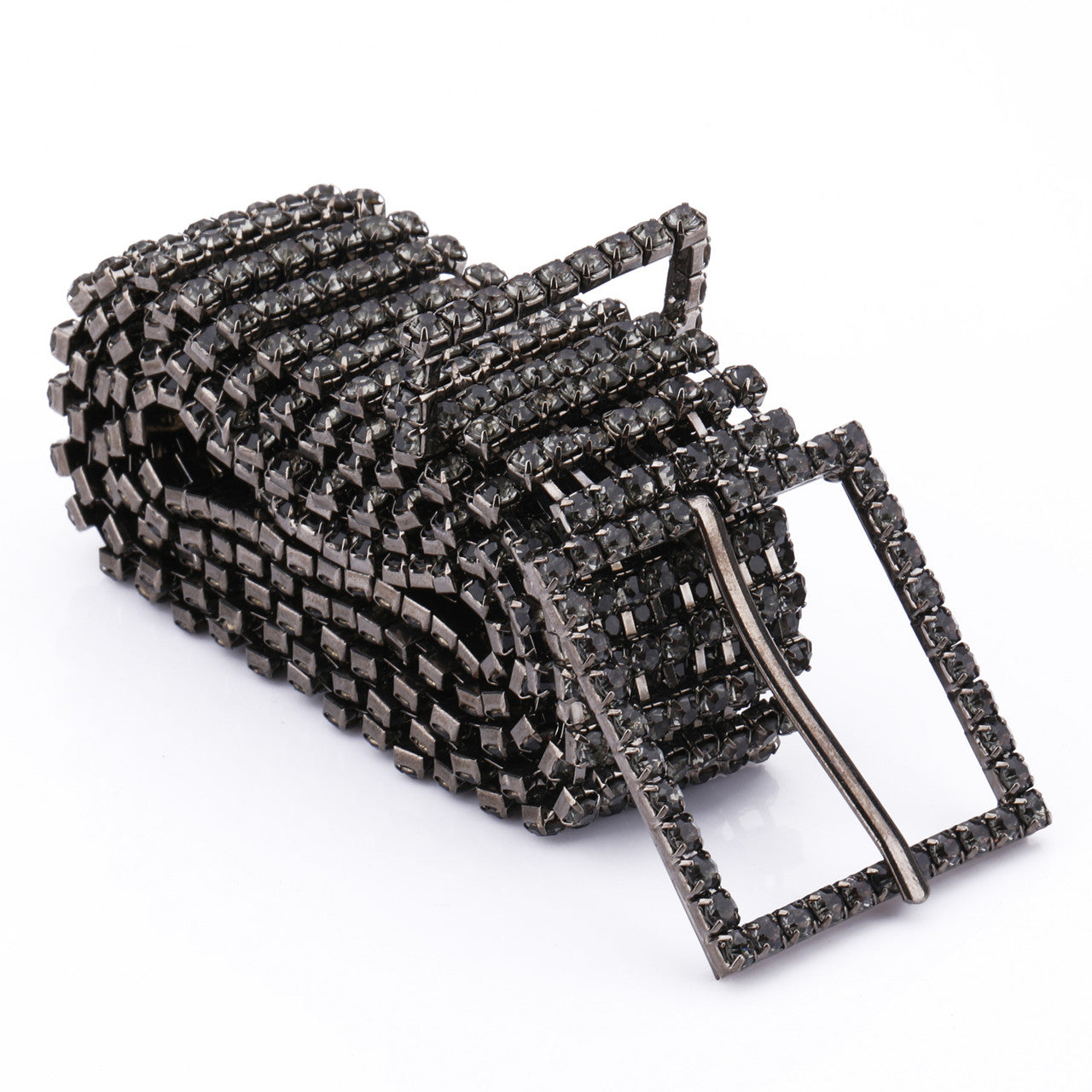 Diamante Studded Metal Belt - Black