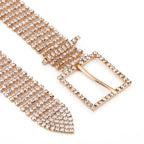 Diamante Studded Metal Belt - Gold - 8 Row