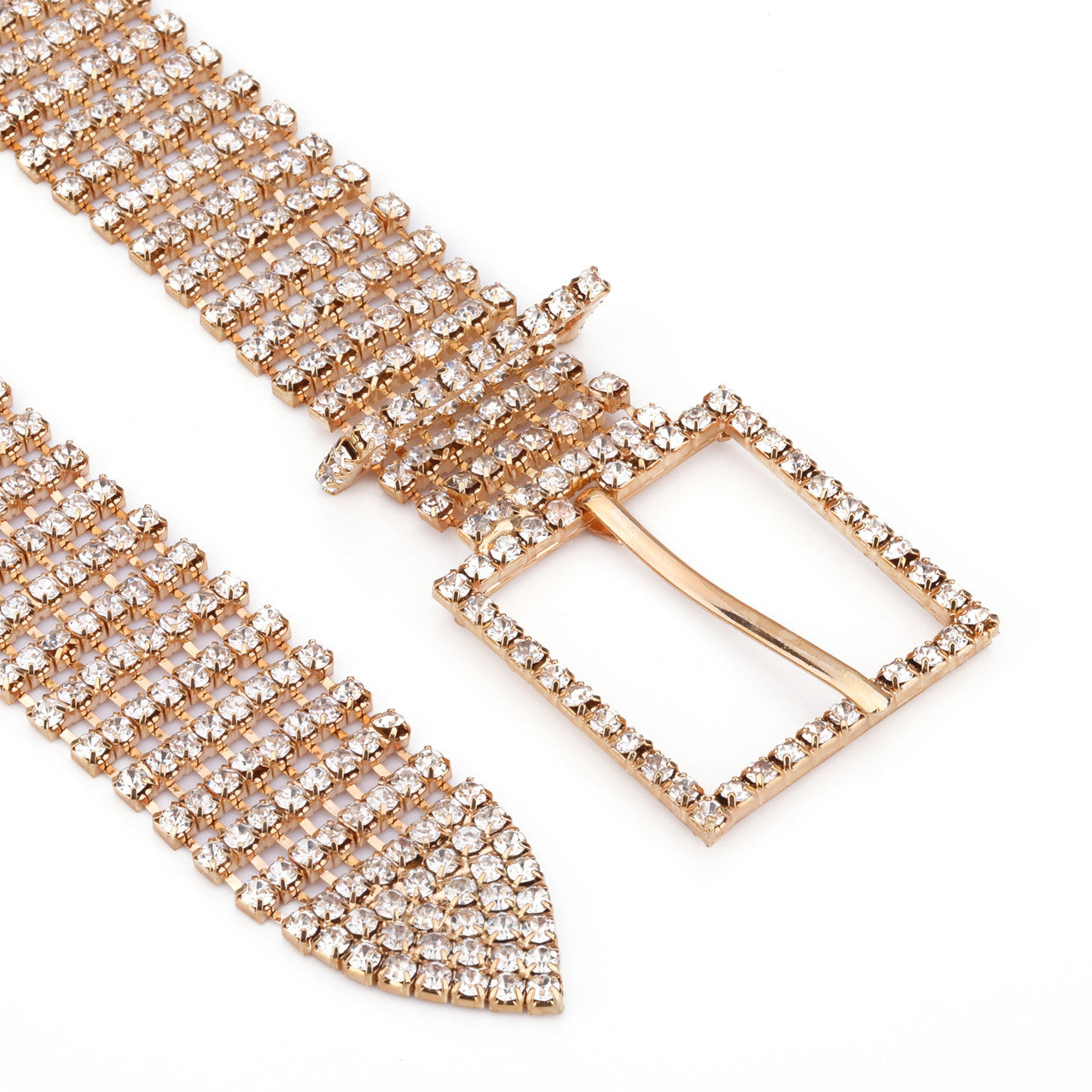 Diamante Studded Metal Belt - Gold - 8 Row