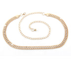 Mesh Belt with Diamante Row - Gold