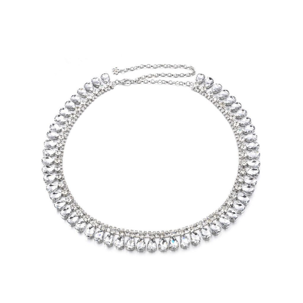 Silver Tear Drop Diamante Belt