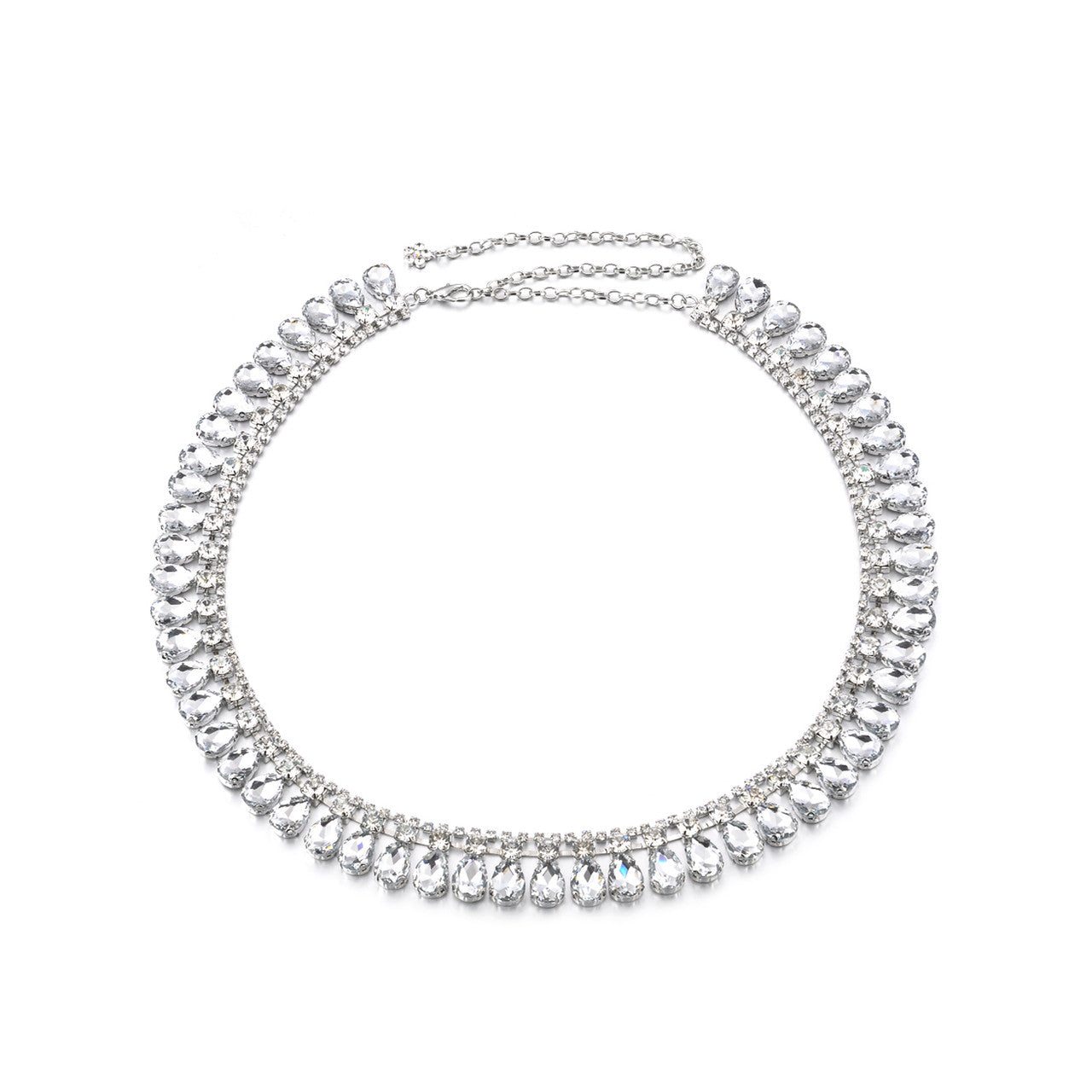 Silver Tear Drop Diamante Belt