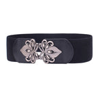 Black Elasticated Clip on Belt with Detailed Buckle