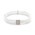 Pearl Belt in 4 Rows with Diamante Buckle