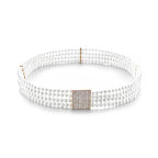 Pearl Belt in 4 Rows with Diamante Buckle