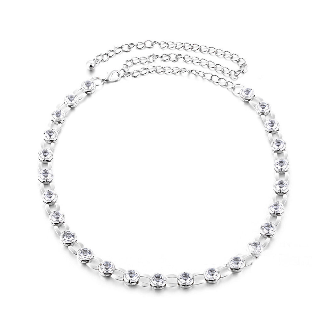 Diamante Beads in Loop Belt - Silver