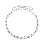 Diamante Beads in Loop Belt - Silver
