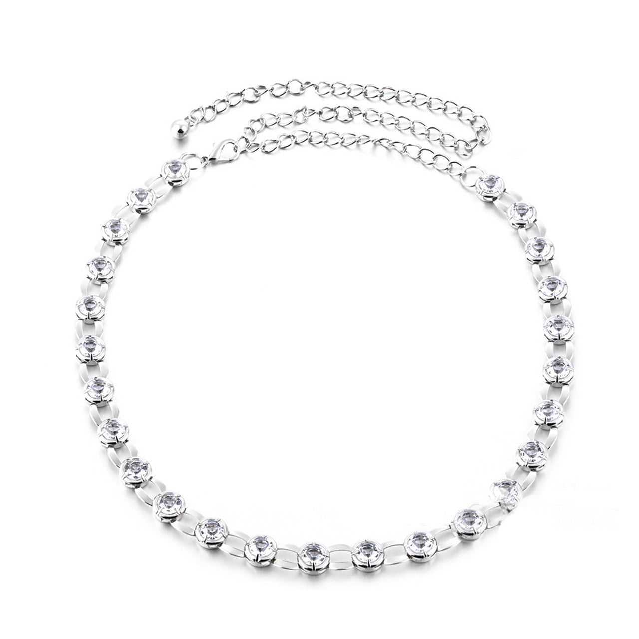 Diamante Beads in Loop Belt - Silver