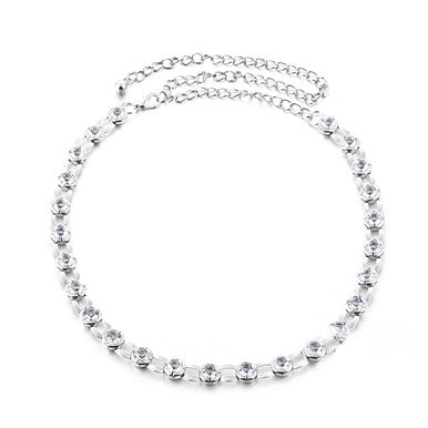 Diamante Beads in Loop Belt - Silver