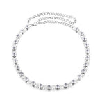 Diamante Beads in Loop Belt - Silver