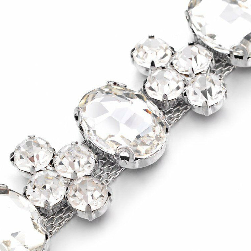 Waist Belt with Assorted Diamante Crystals - Silver