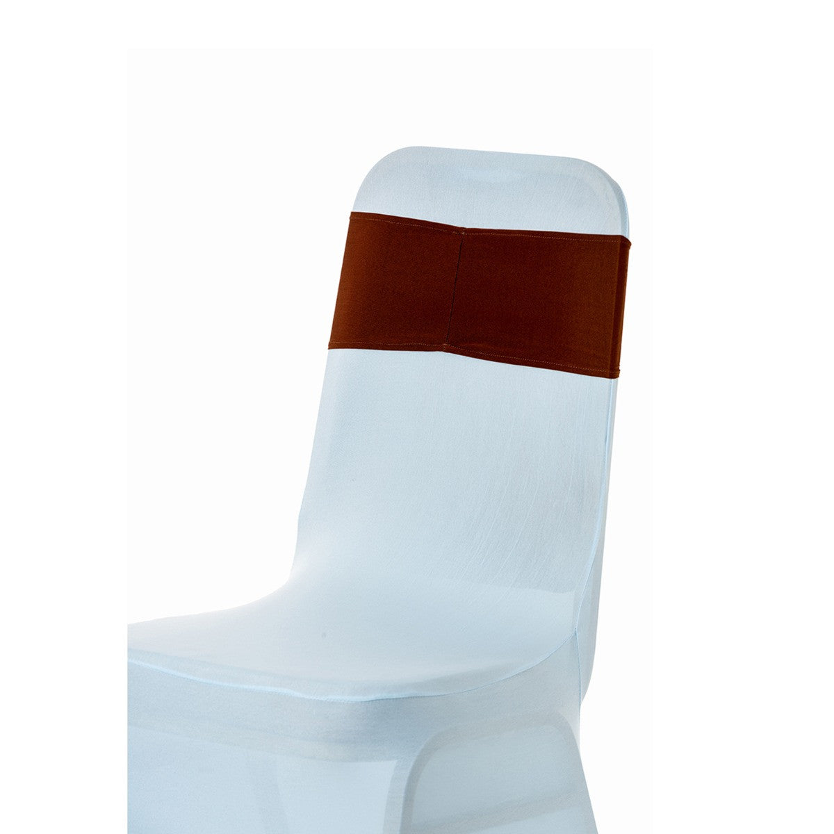 Spandex Chair Band with Round Diamante Buckle - Chocolate