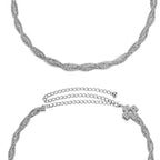 Diamante Braided Twist Belt - Silver