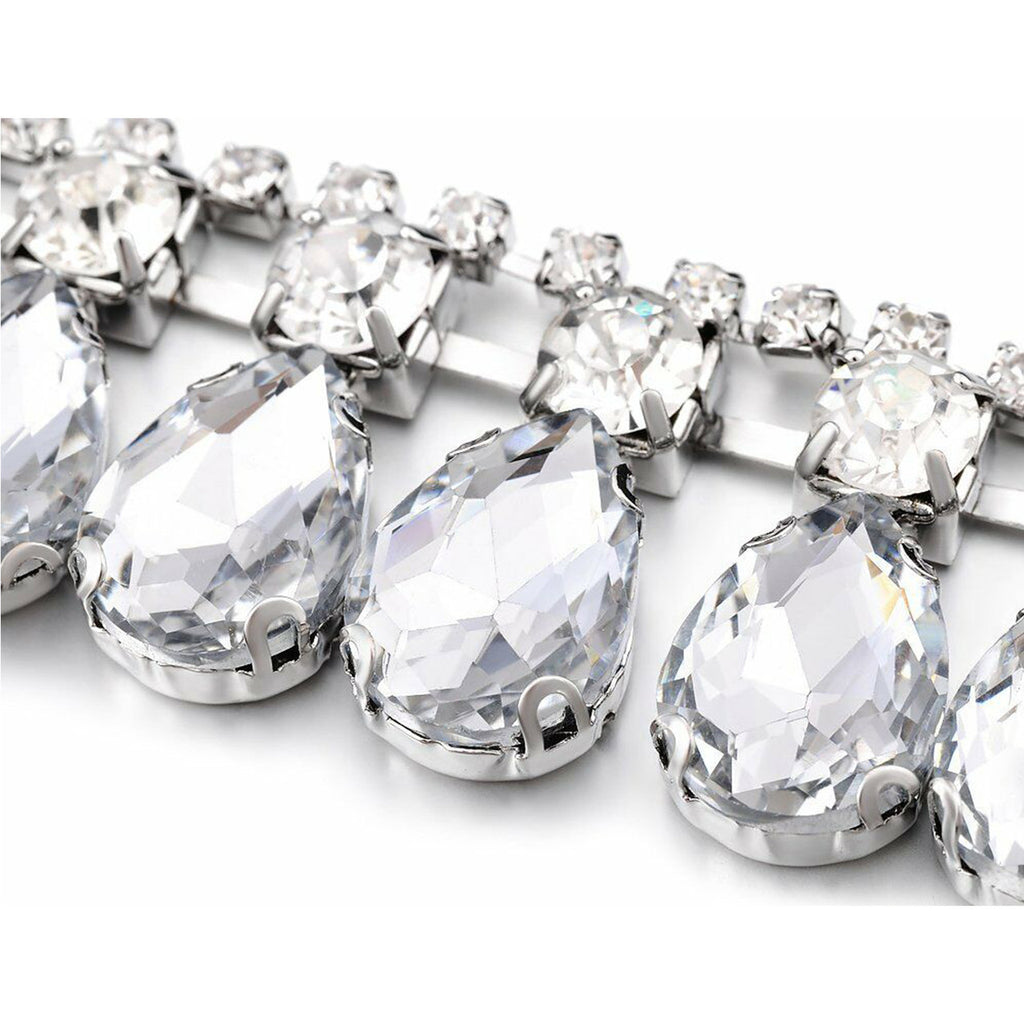 Silver Tear Drop Diamante Belt