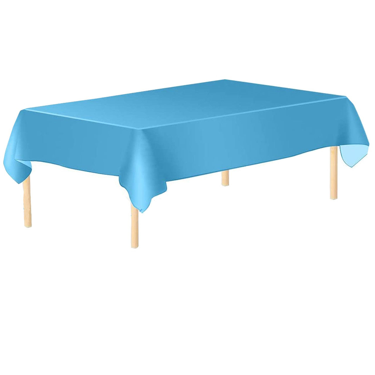 Rectangular Plastic Disposable Tablecloth - Light Blue
