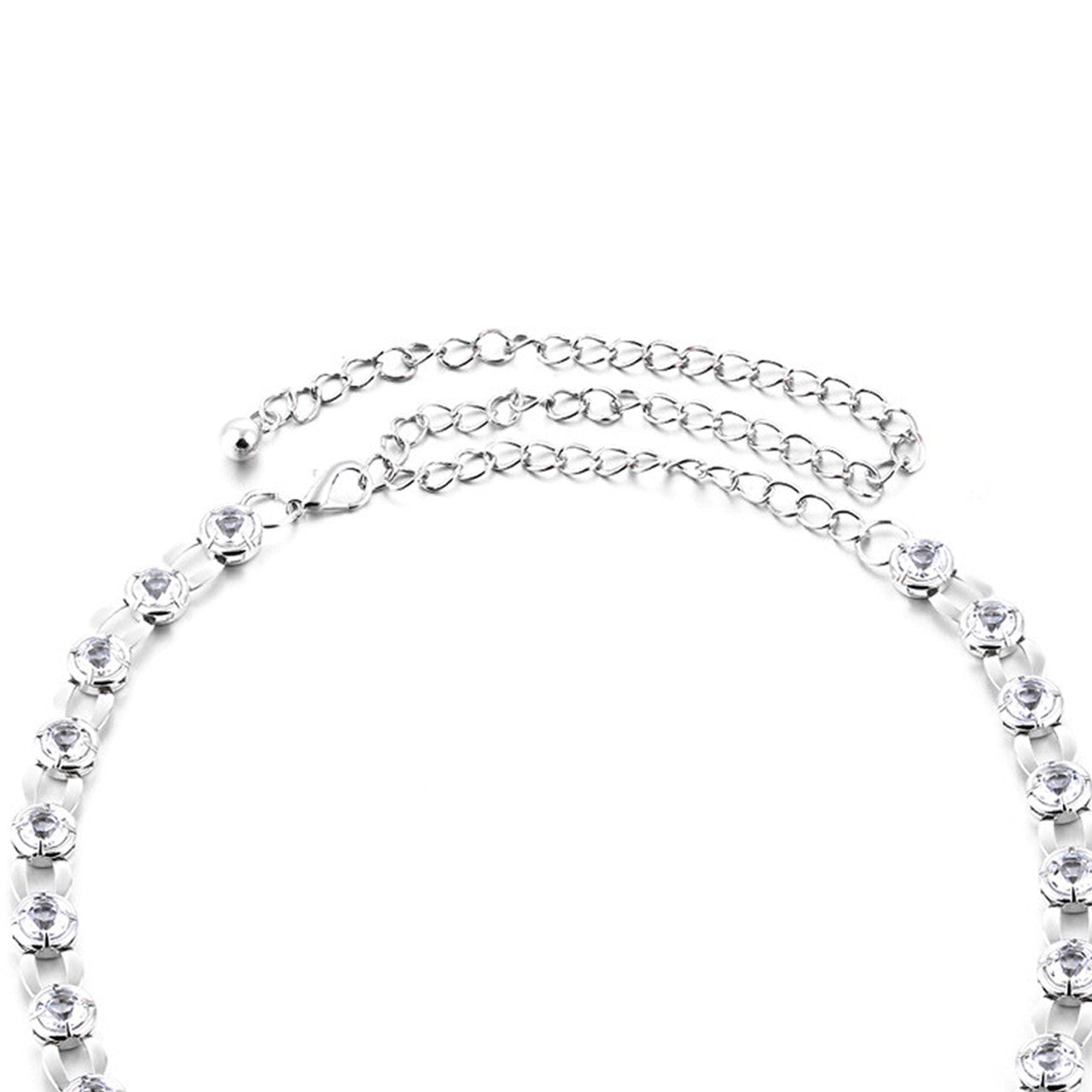 Diamante Beads in Loop Belt - Silver