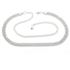 Mesh Belt with Diamante Row - Silver