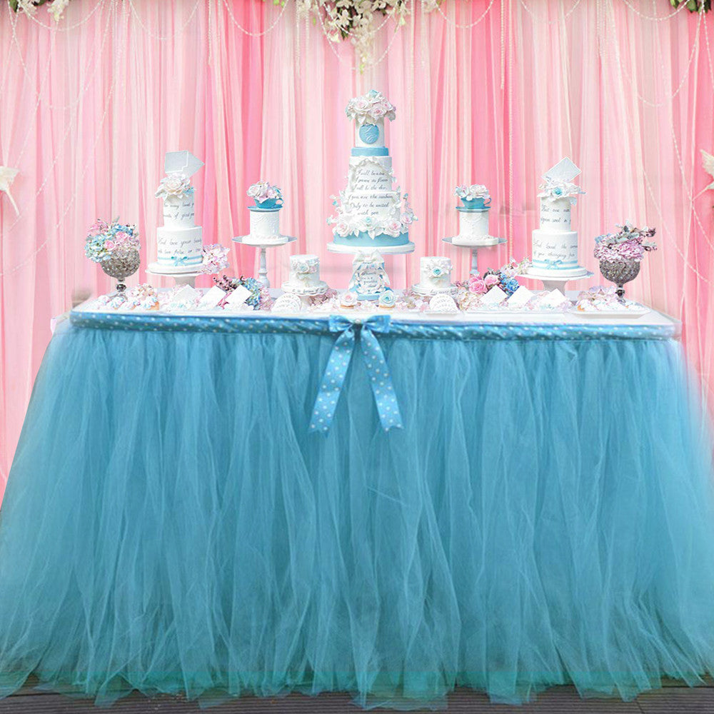 6" Tulle Fabric Roll - Turquoise Aqua & Pink & Baby Blue & Dark Purple (25Yard)