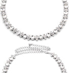 Waist Belt with Assorted Diamante Crystals - Silver