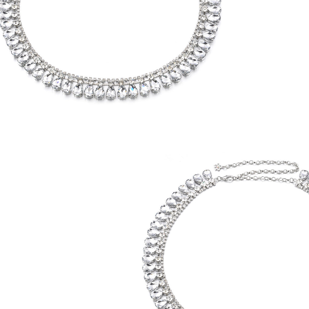 Silver Tear Drop Diamante Belt