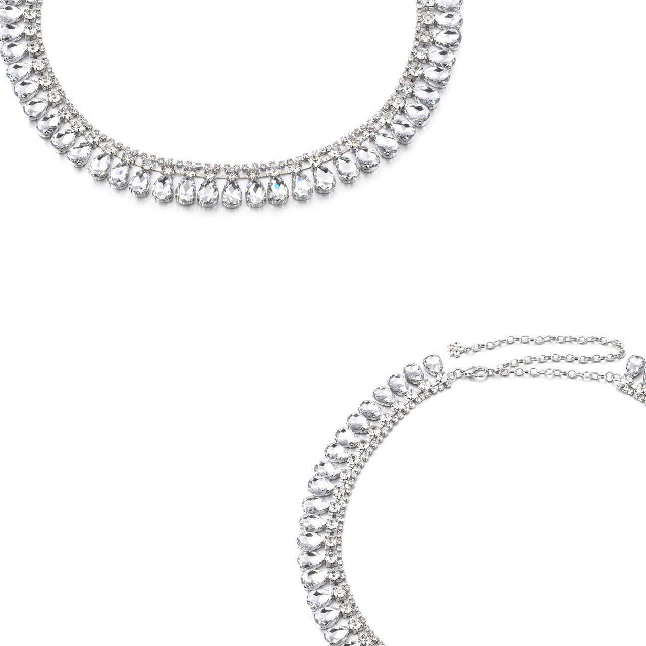 Silver Tear Drop Diamante Belt