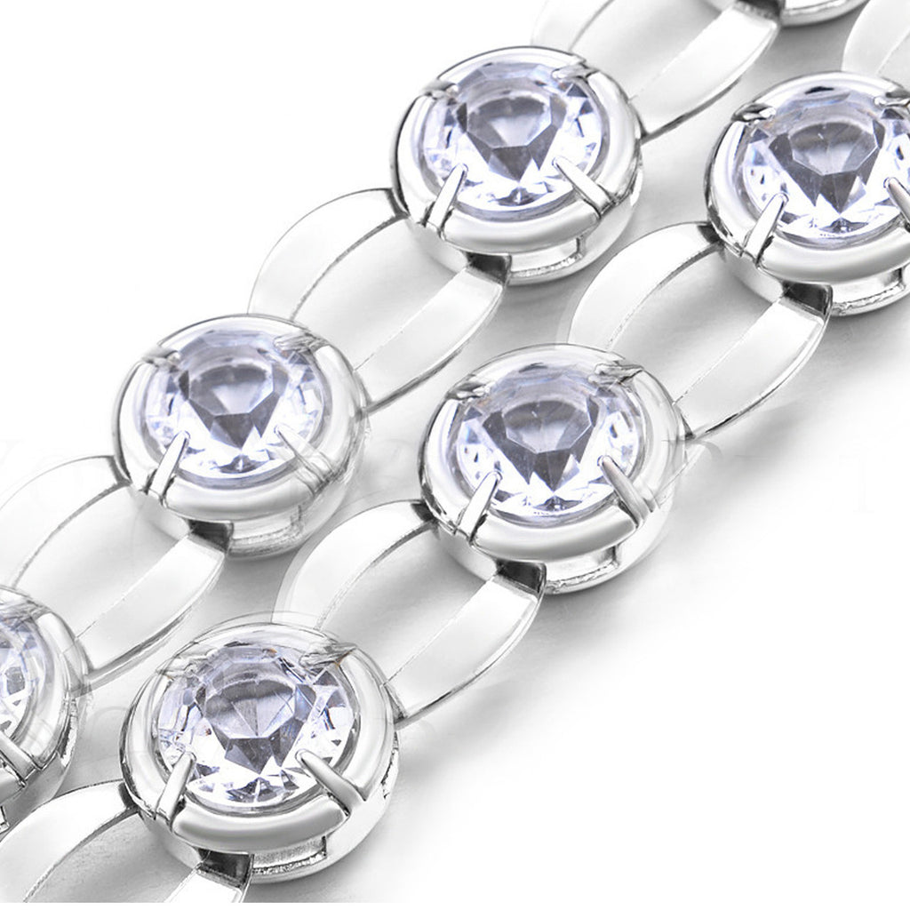 Diamante Beads in Loop Belt - Silver