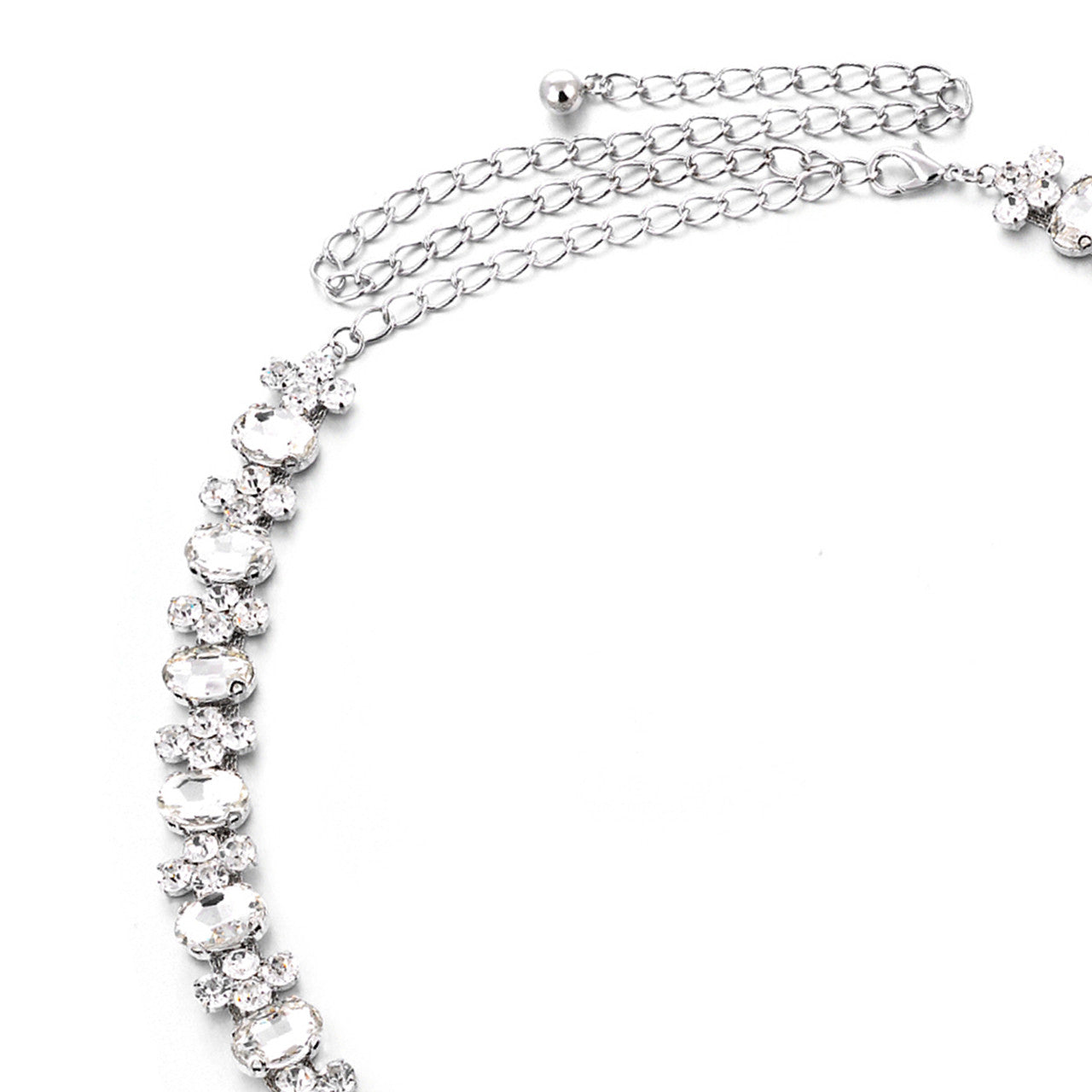 Waist Belt with Assorted Diamante Crystals - Silver