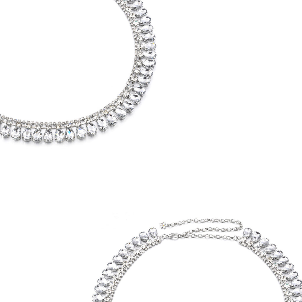 Silver Tear Drop Diamante Belt