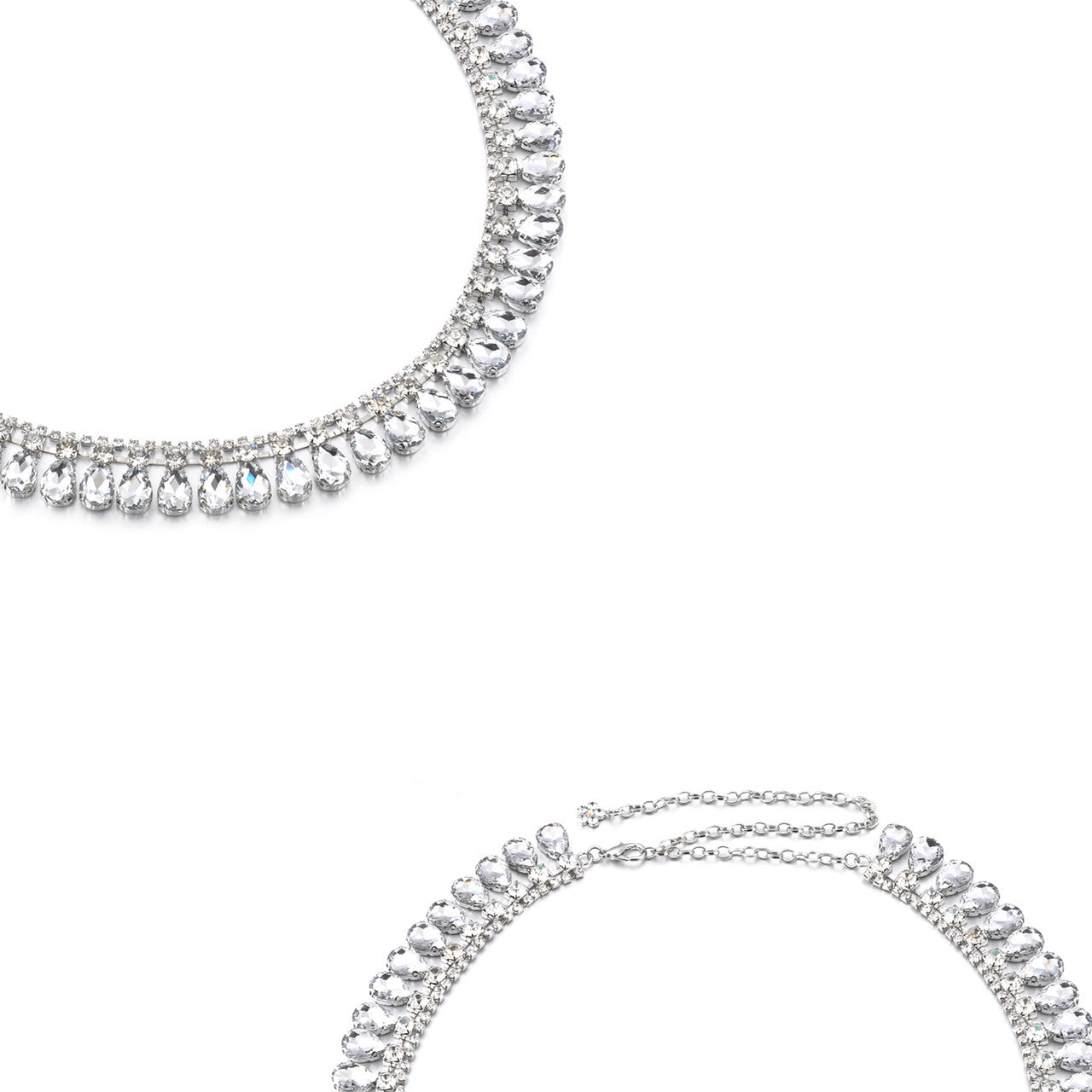 Silver Tear Drop Diamante Belt