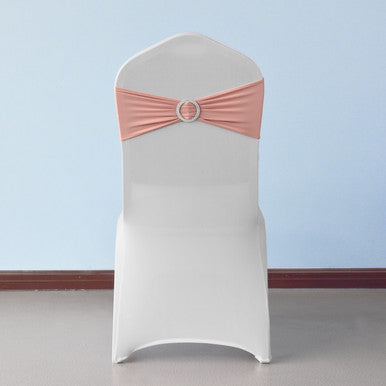 Spandex Chair Band with Round Diamante Buckle - Rose Gold
