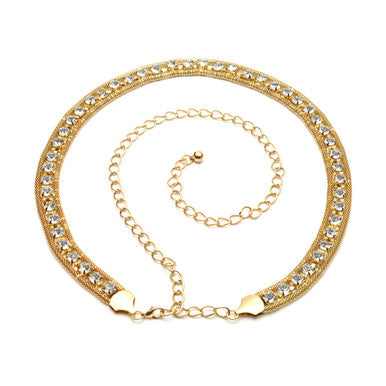 Waist Belt with Large Diamante - Gold