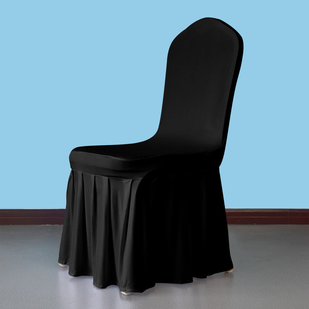 Black Spandex Chair Cover with Ruffled Skirt