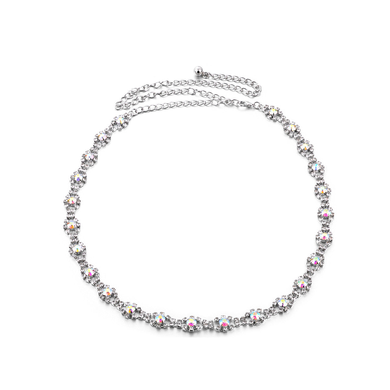 Waist Chain Belt - Flower Rhinestones