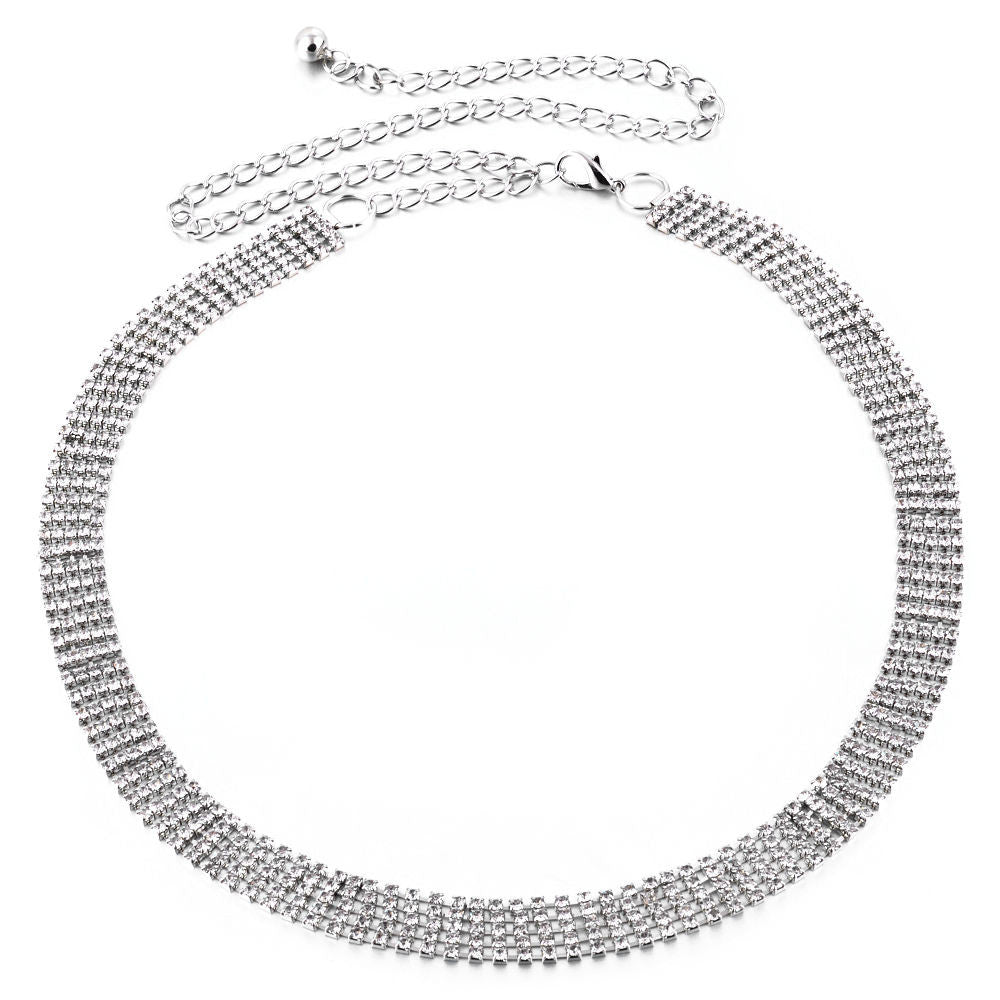 5 Row Diamante Belt - Silver
