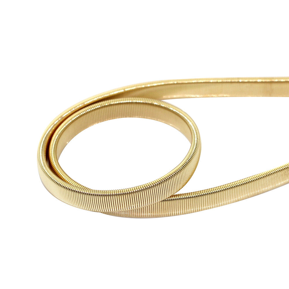 Stretch Belt with Three Pyramid Buckle - Gold