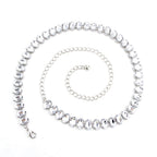 Diamante Waist Belt with Oval Crystals - Silver