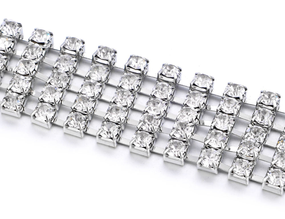5 Row Diamante Belt - Silver