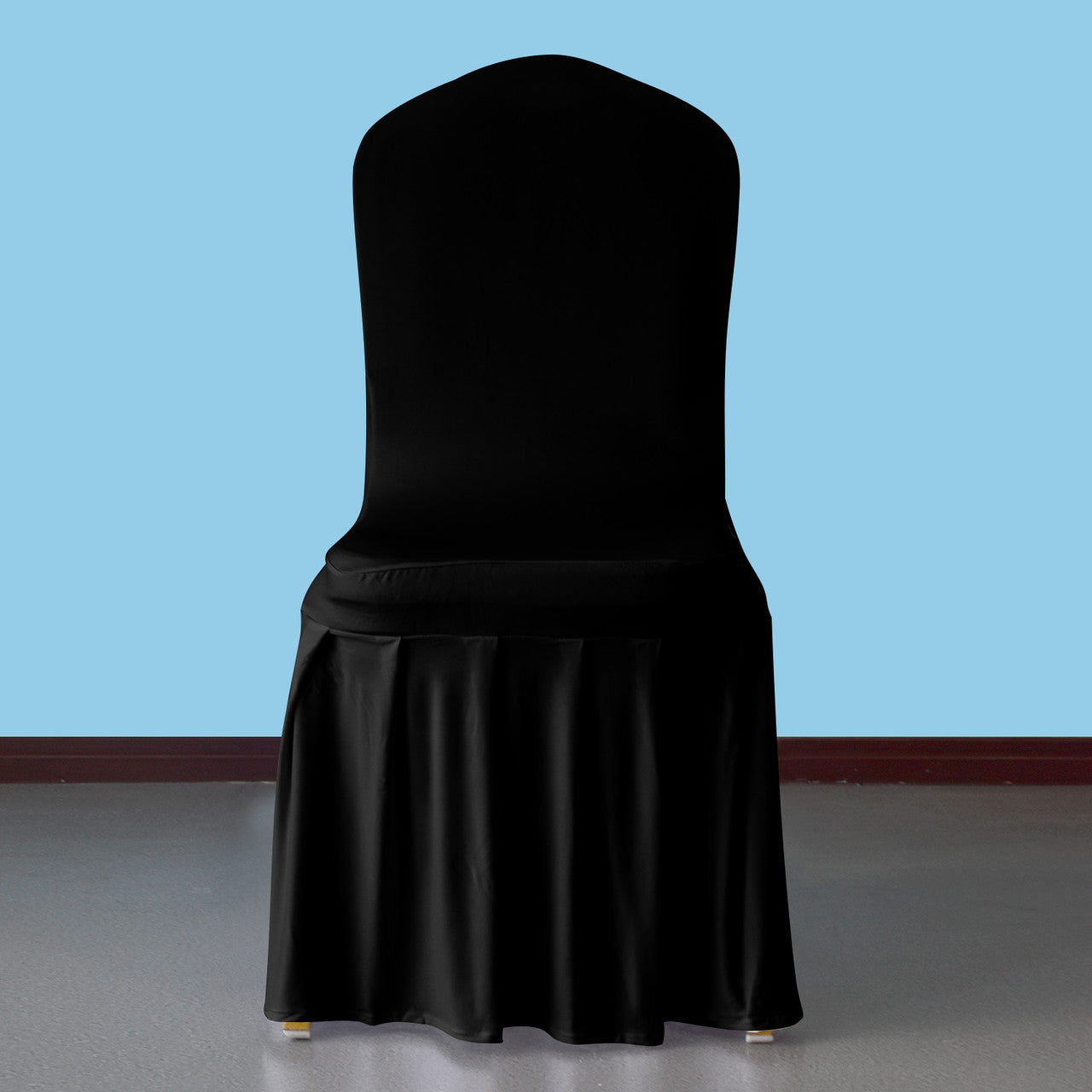 Black Spandex Chair Cover with Ruffled Skirt