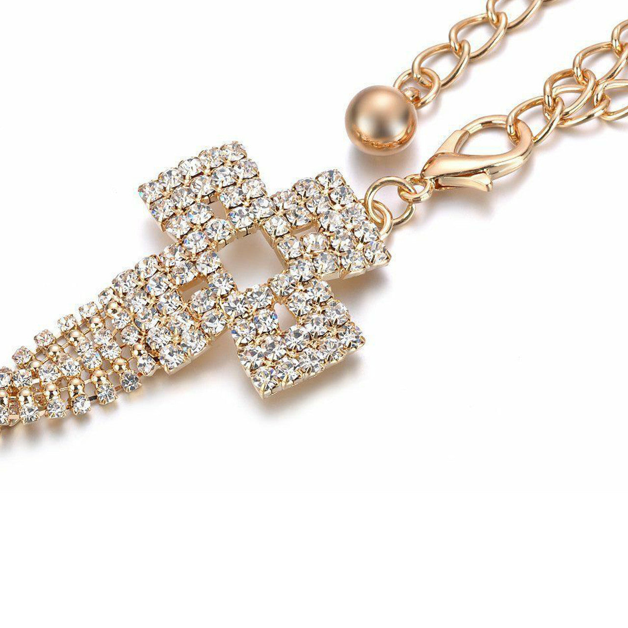 Diamante Braided Twist Belt - Gold