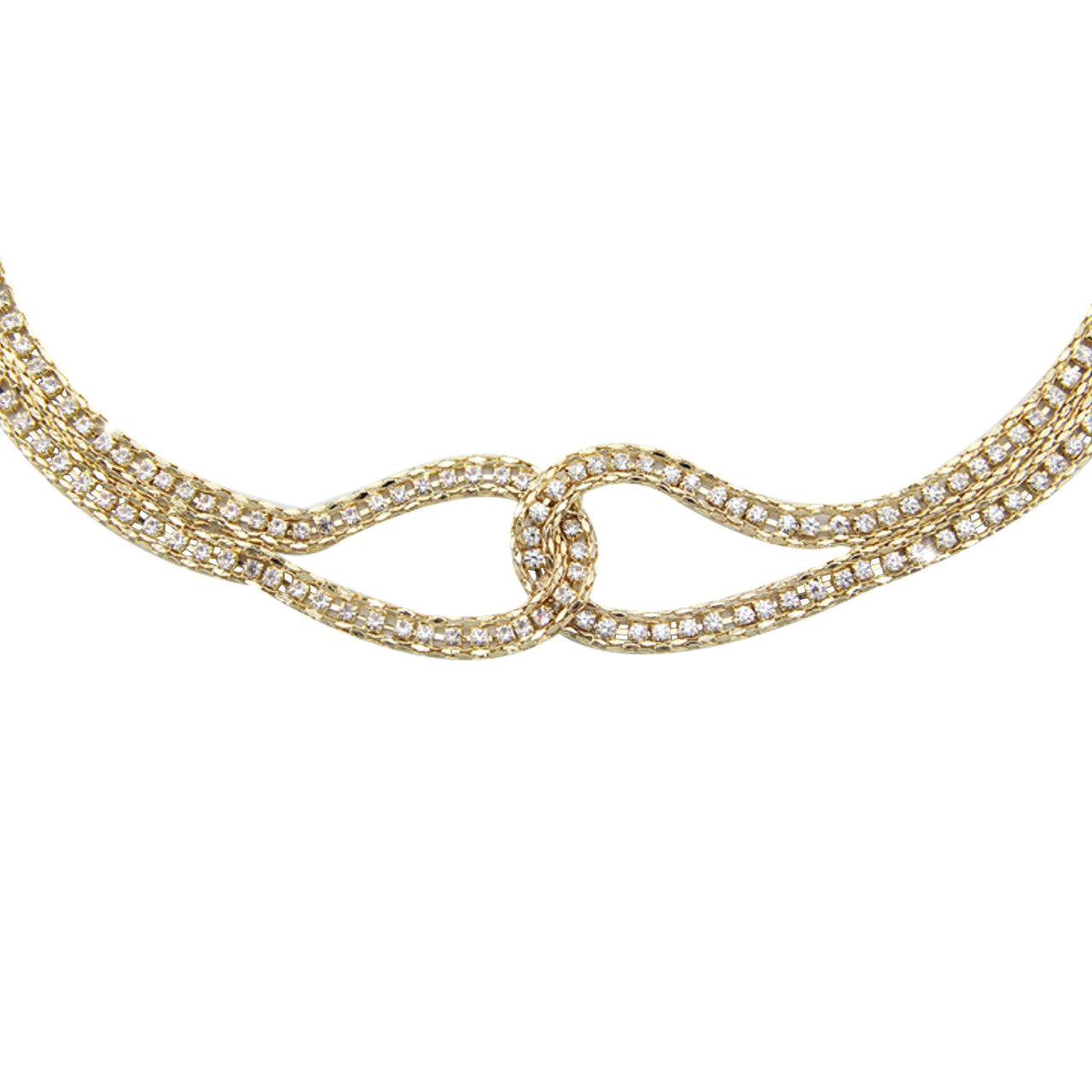Rhinestone Diamante Waist Chain Belt for Women - Gold