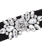 Diamante Motif Belt - Rose Flower - Silver