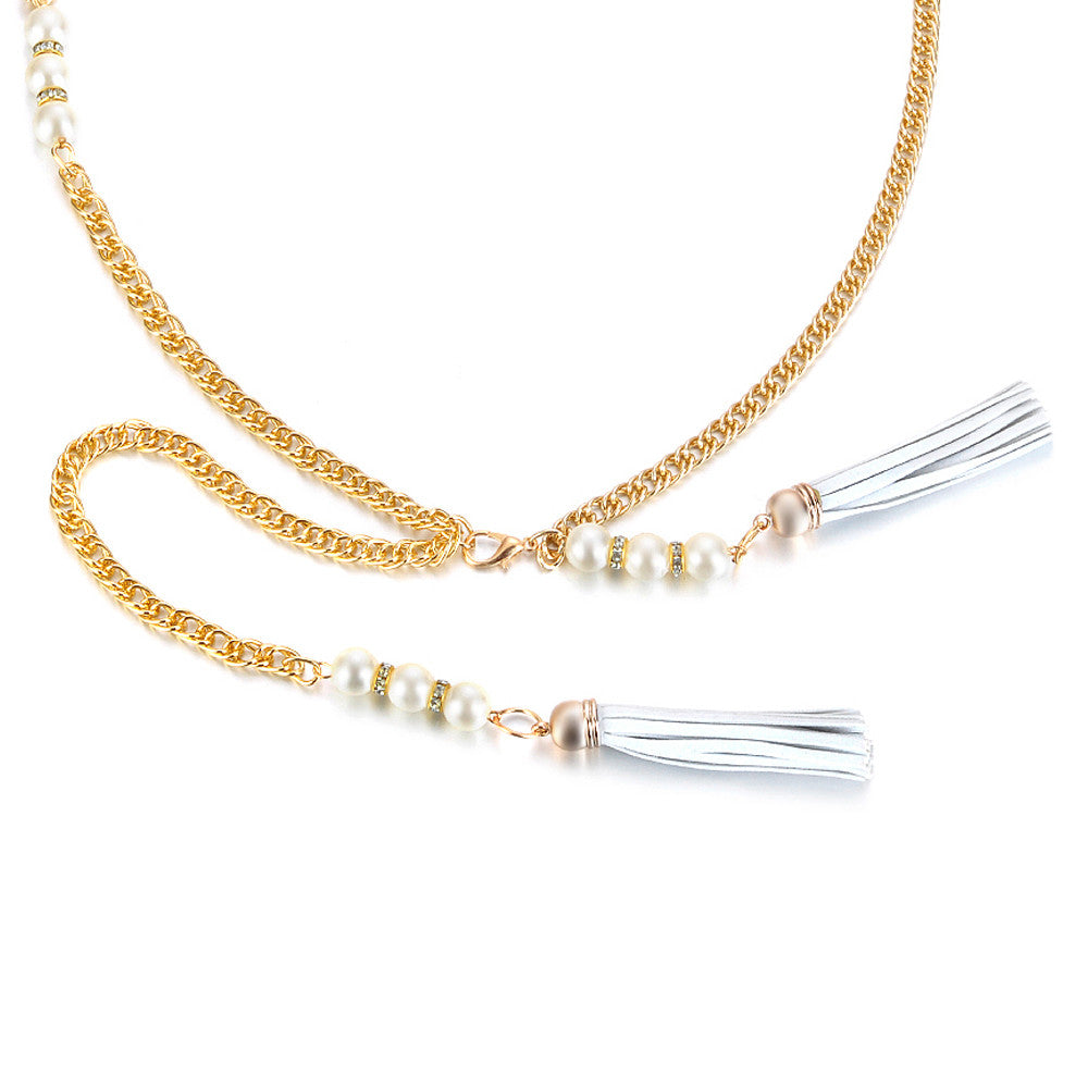 Gold Belt with Pearl Charms