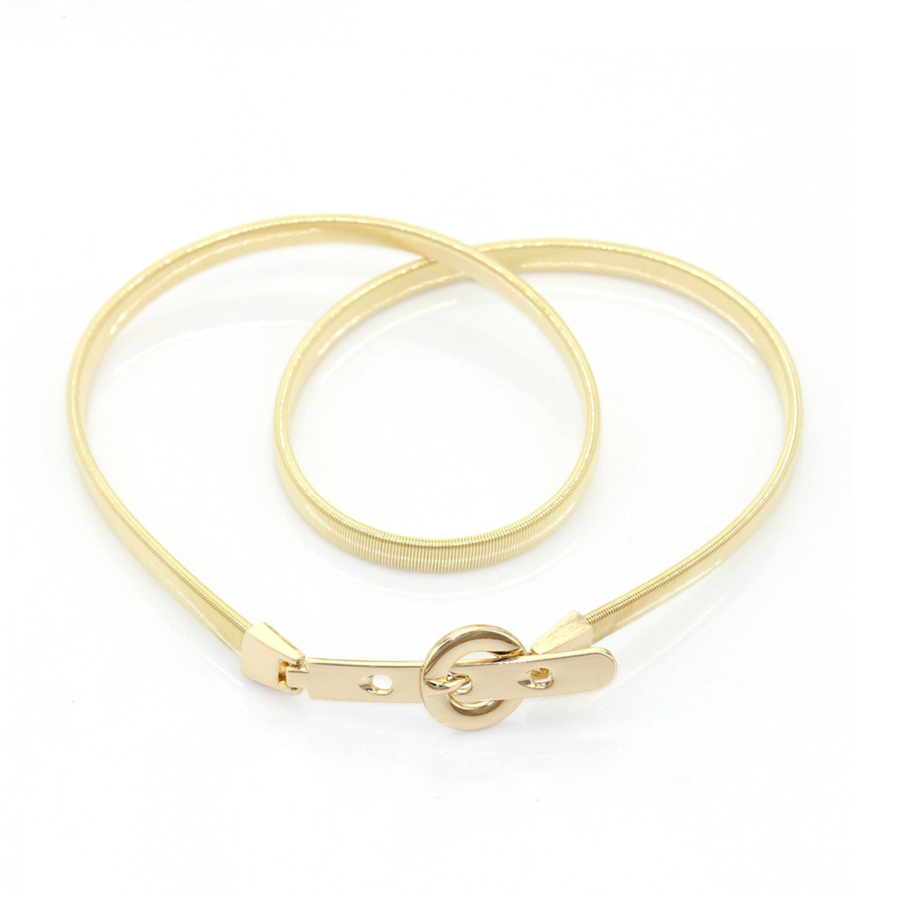 Stretchy Belt with Buckle - Gold