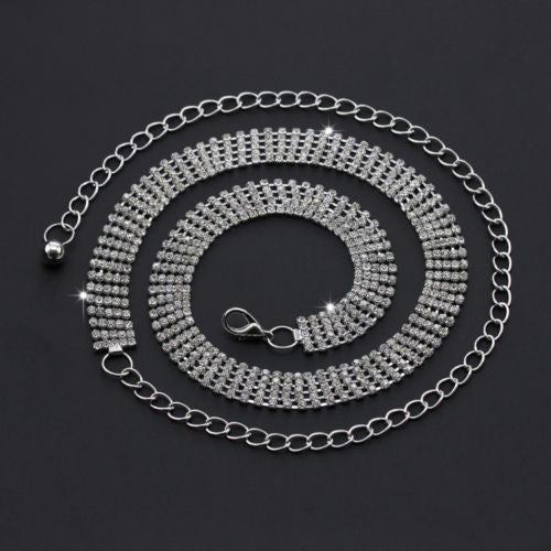 5 Row Diamante Belt - Silver