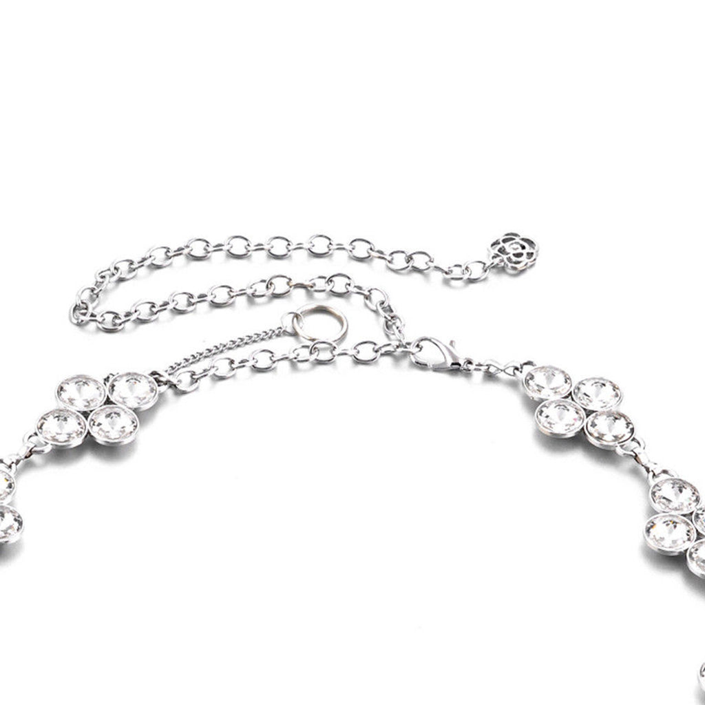Diamante Waist Belt with 4 Diamonds - Silver
