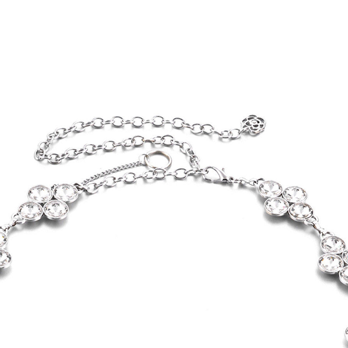 Diamante Waist Belt with 4 Diamonds - Silver