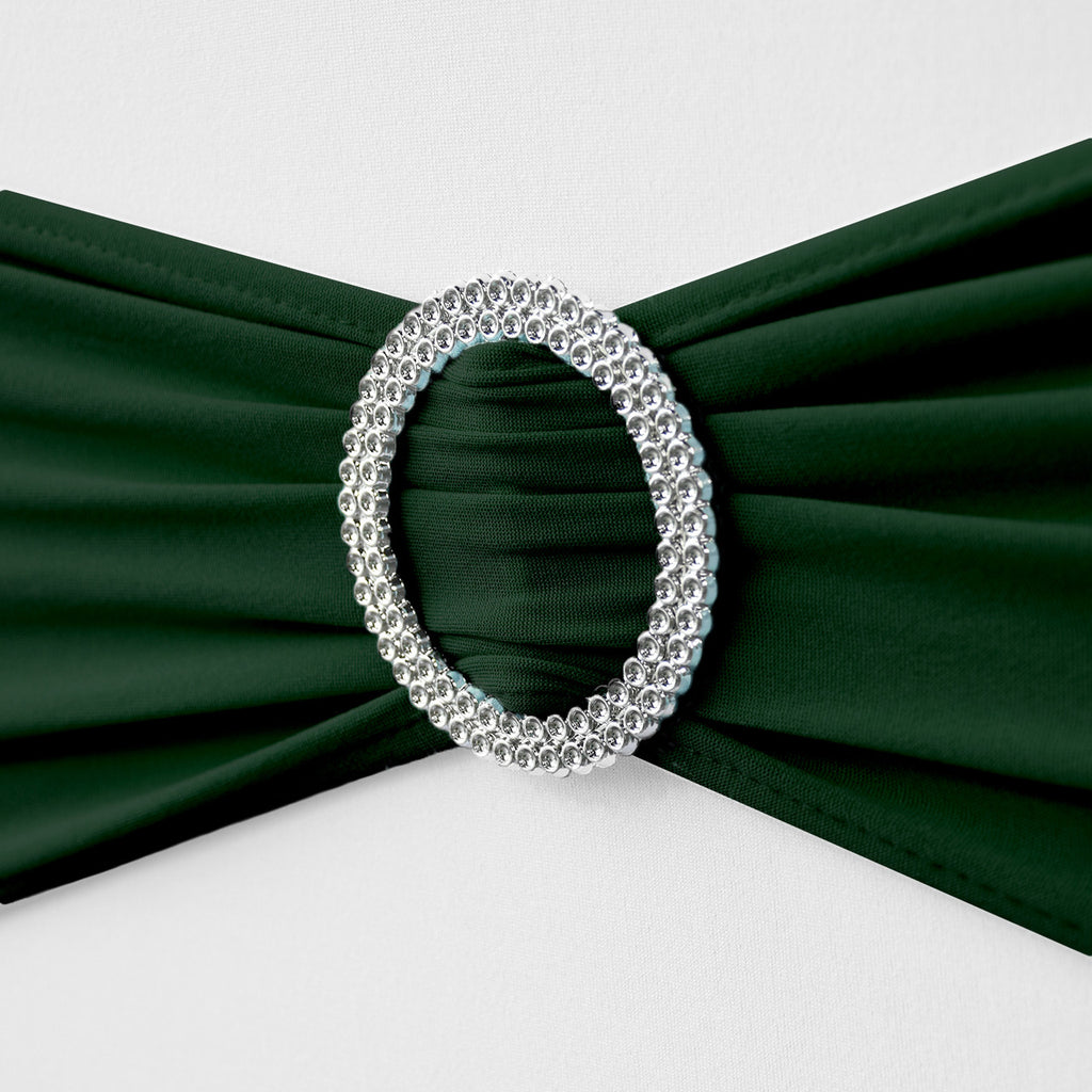 Spandex Chair Band with Round Diamante Buckle - Olive Green