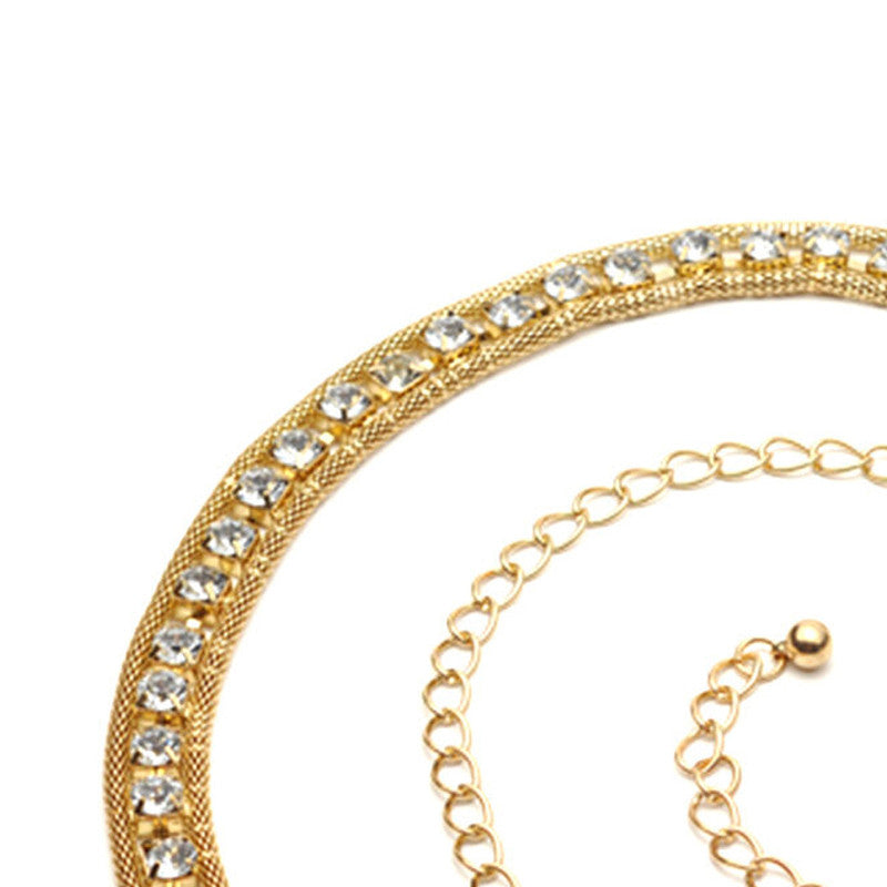 Waist Belt with Large Diamante - Gold