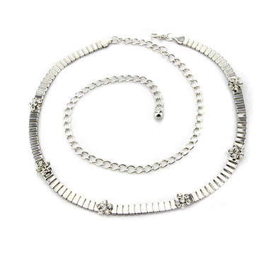 Diamante Waist Chain Belt - Silver