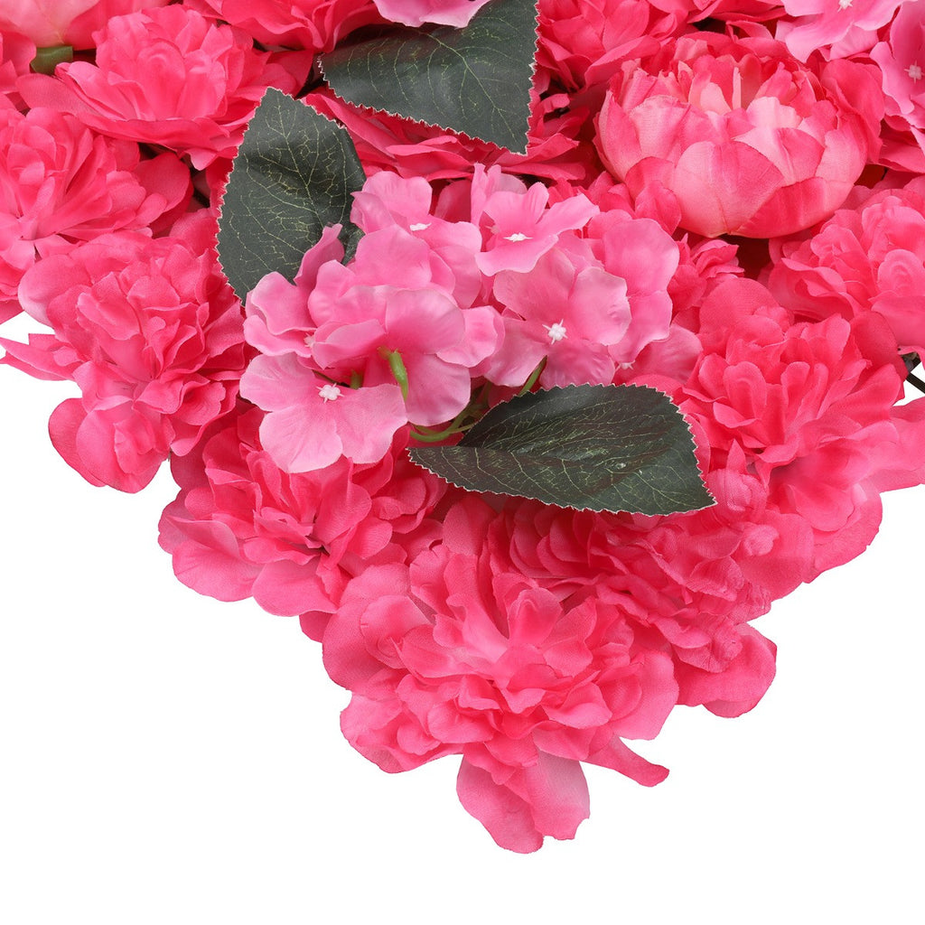 Hydrangea Artificial Flower Wall Panel 60cm x 40cm - Hot Pink with Leaves